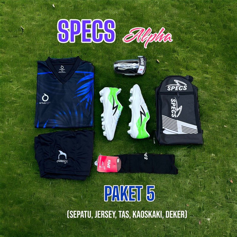 (Paket Komplit) Sepatu Bola Dewasa Specs Accelerator Lightspeed Alpha Putih Hijau Reborn Terbaru Dis