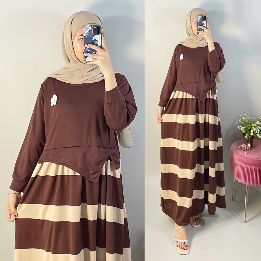 Dress Gamis Wanita Dwasa Gmis Model Terbaru Baju Games Perempuan Viral Lebaran Ghamis Panjang Dewasa