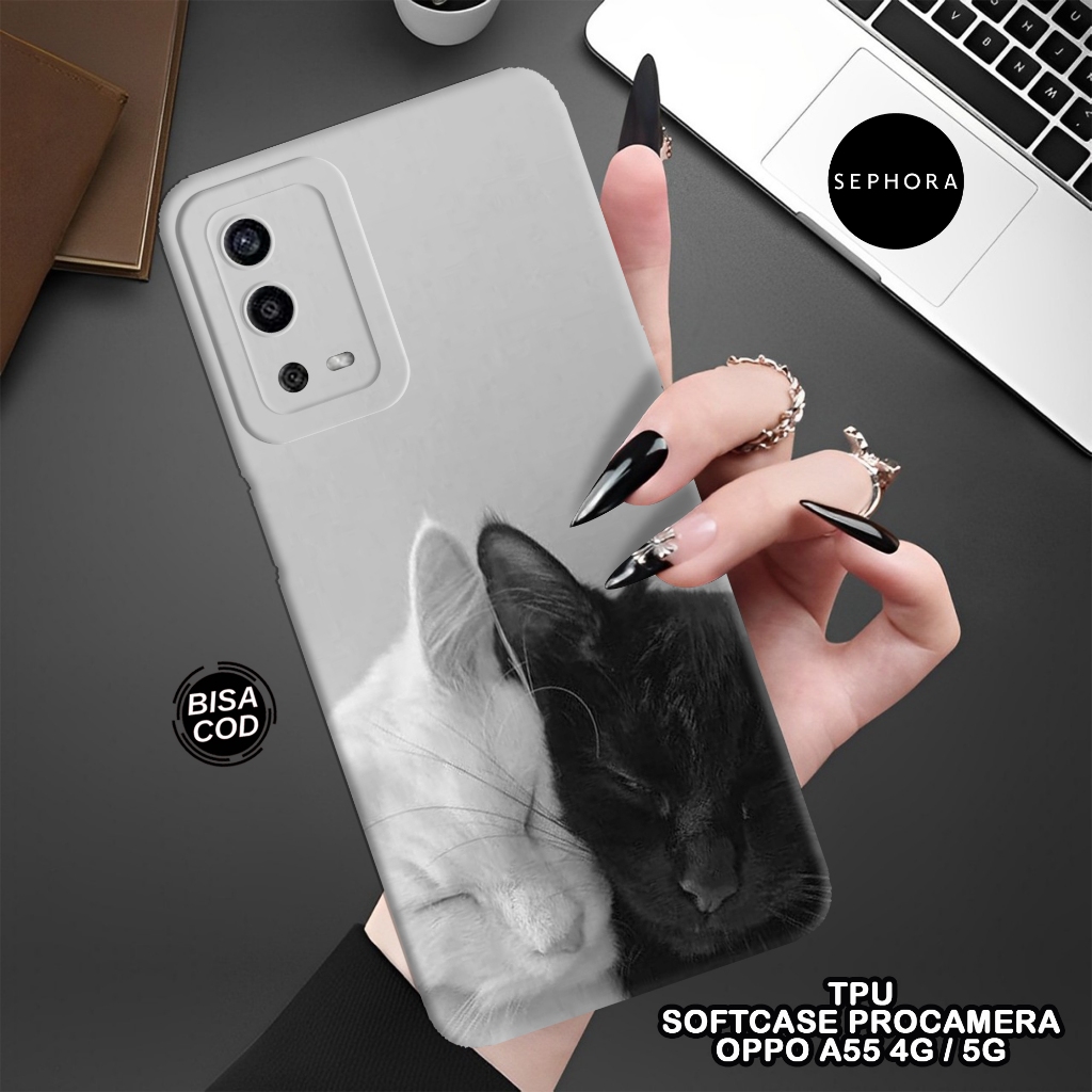 Softcase OPPO A55 4G Terbaru - Fashion Case Kucing - Case OPPO A55 4G - Case Pro Camera - Casing OPP