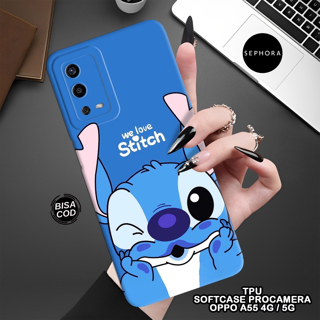 Softcase OPPO A55 4G Terbaru - Fashion Case Stitch - Case OPPO A55 4G - Case Pro Camera - Casing OPP