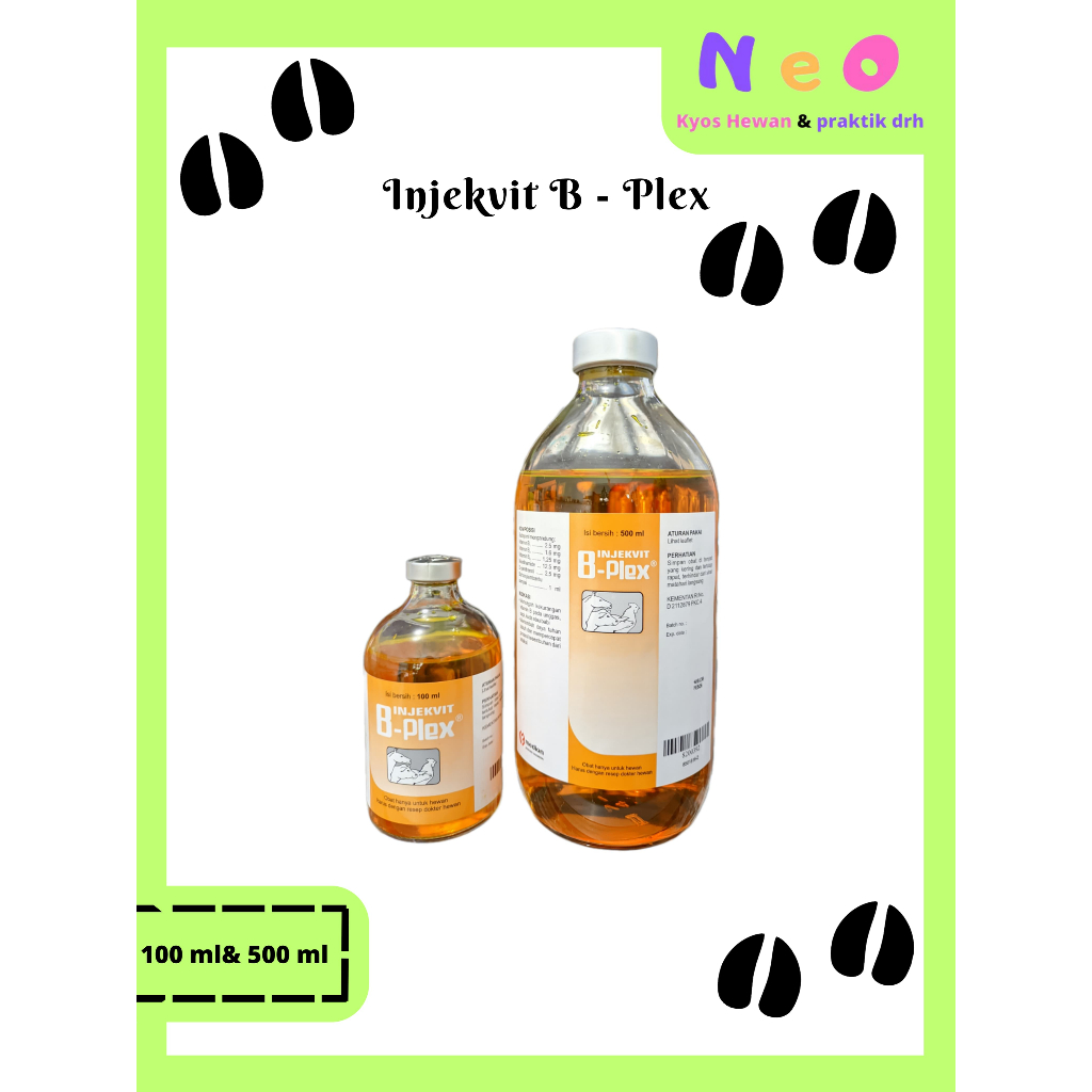 INJEKVIT B PLEX 100 ml & 500 ml - Vitamin B Complex Ternak Sapi Kambing Domba