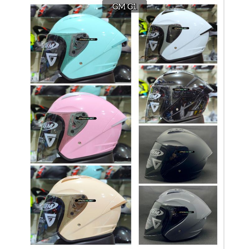 Helm GM G1 Solid All Varian Warna Original TERBARU | GM G1 Polos White Putih Black Hitam Dim Grey Ab