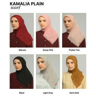 KAMALIA HIJAB  SCARF  SEGI EMPAT POLOS ZOYA UKURAN 110X100 - BAHAN PARIS OLIVE - LASSERCUT