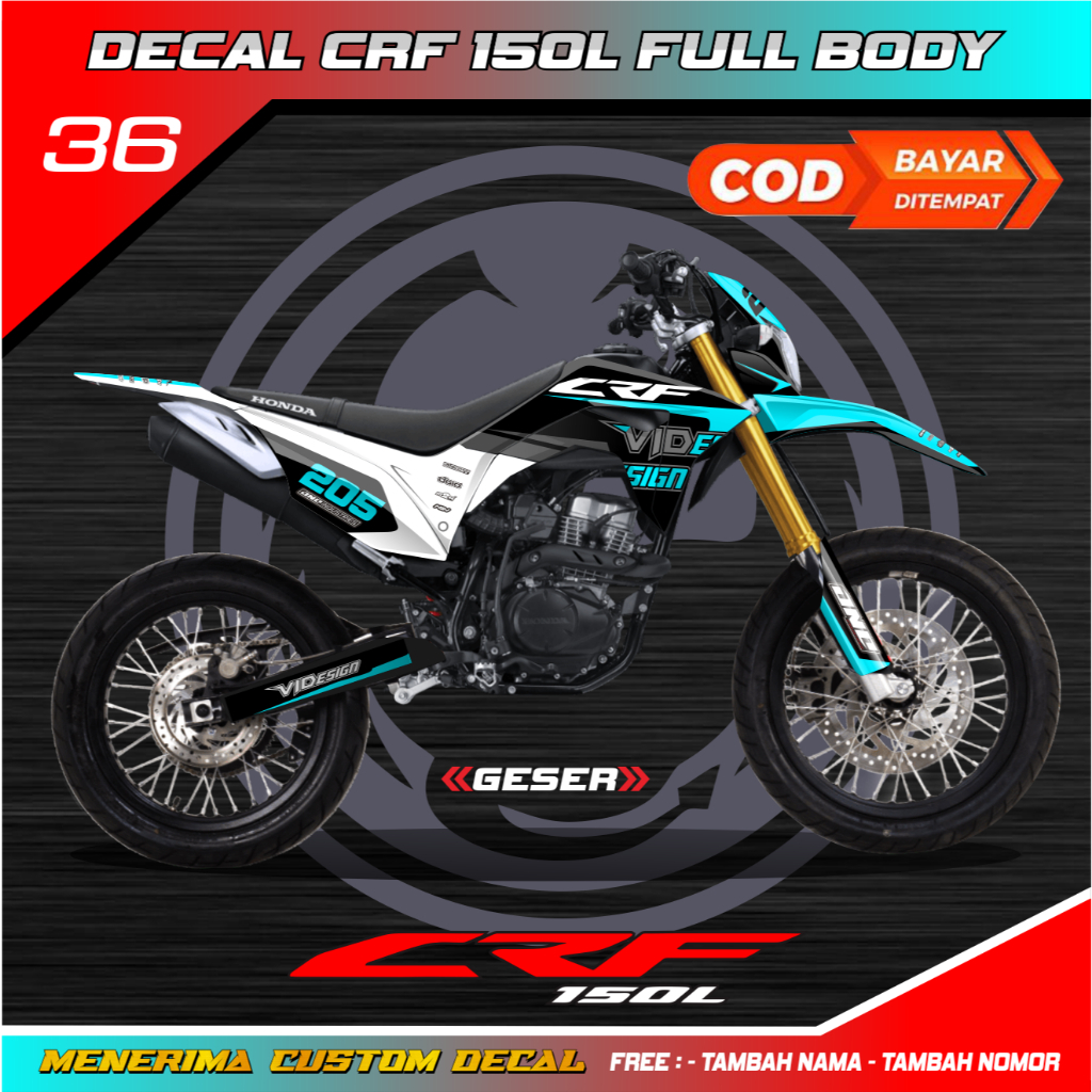 Decal Stiker Crf 150 L Full Body Supermoto Biru Muda