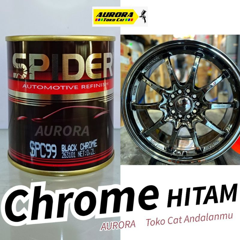 Cat Crom Hitam SPIDER Black Chrome SPC99 Krom Crome