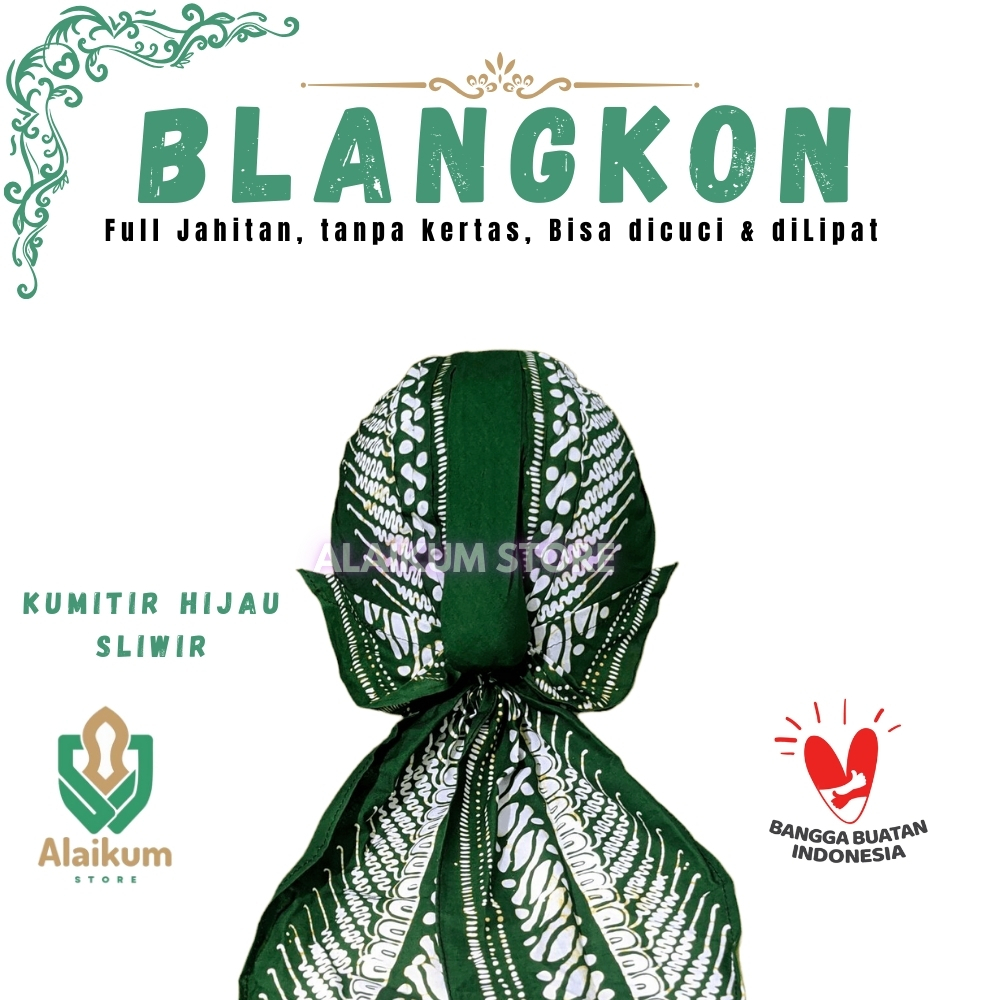 BLANGKON ALUSAN MOTIF KUMITIR HIJAU SLIWIR | BLANGKON ALUSAN DI JAHITAN |  BLANGKON JOGJA |  BLANGKO