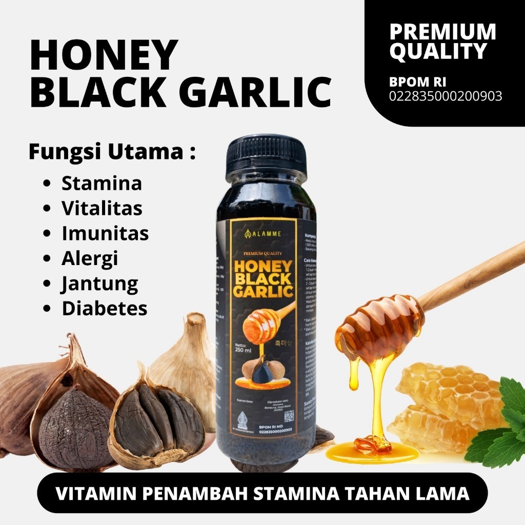 

Alamme Black Garlic Honey Madu Bawang Hitam Tunggal Lanang Premium 250ml 100% Original Halal