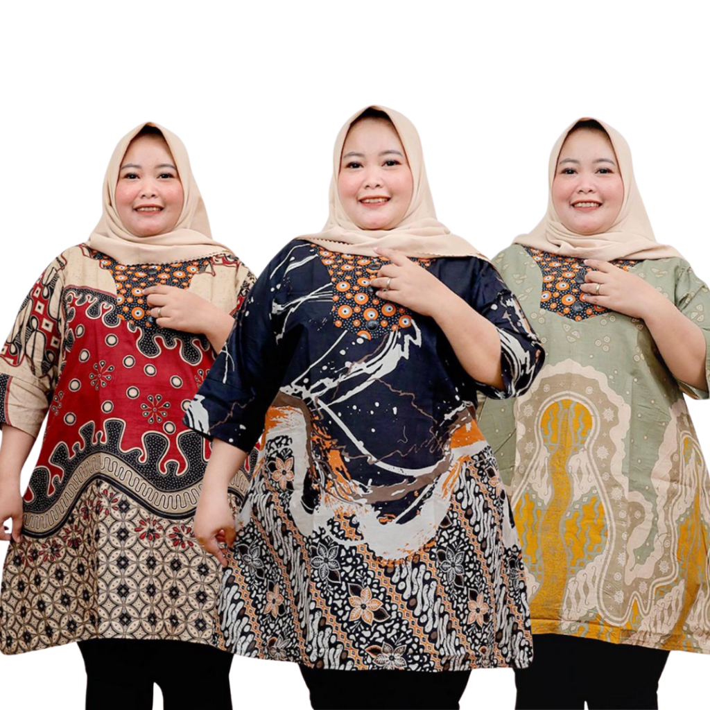 Tunik Batik Wanita Jumbo Baju Batik Jumbo Wanita  LD 140