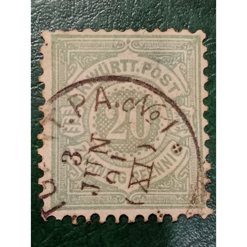 

Prangko Jerman Wurttermberg 20 Pfennig Tahun 1875 USED