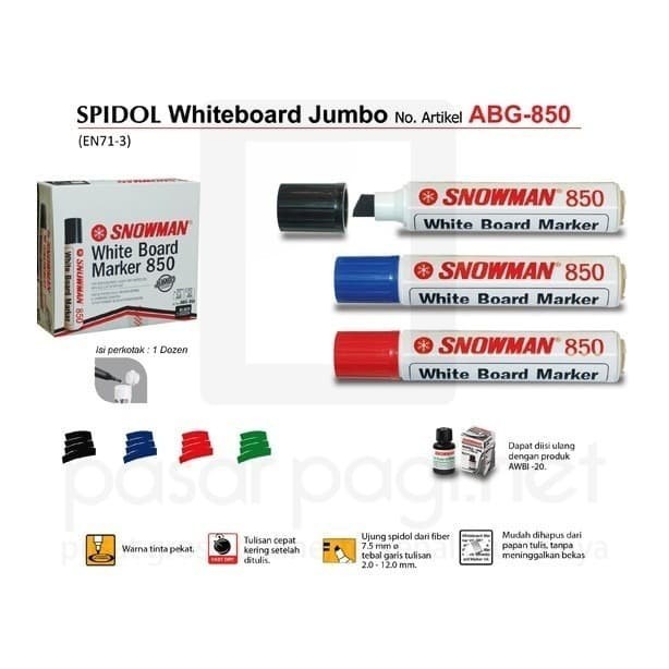 

JUMBO ABG-850 Whiteboard Marker / Spidol Papan Tulis (Bisa Dihapus) Snowman