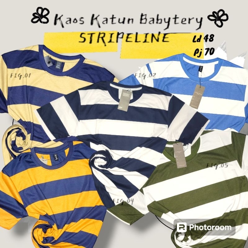 Kaos garis garis / kaos stripe / kaos pria / kaos wanita babyterry
