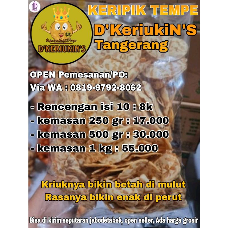 

keripik/kripik tempe, jajanan, cemilan enak murah