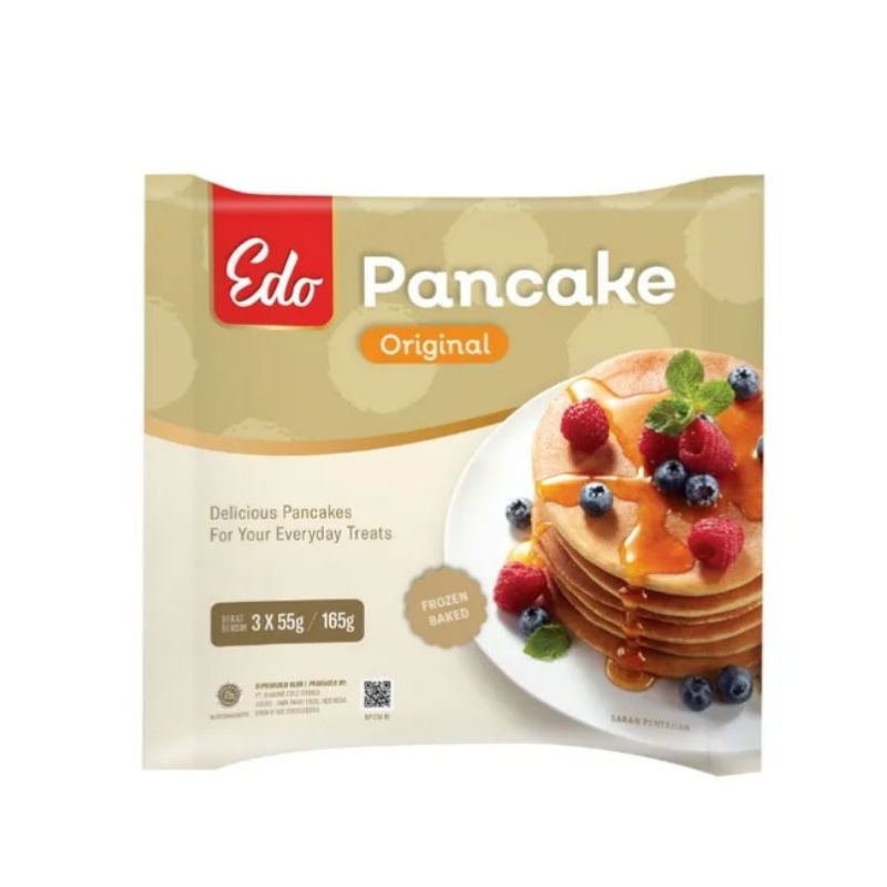 

EDO Pancake Original 165gr (3 pcs x 55gr) Dough Frozen Kue Beku Empuk Enak Halal