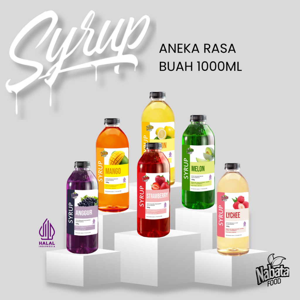 

Sirup Aneka Rasa Buah Kemasan 1 Liter Nabata Food | Fruity Syrup 1000ml