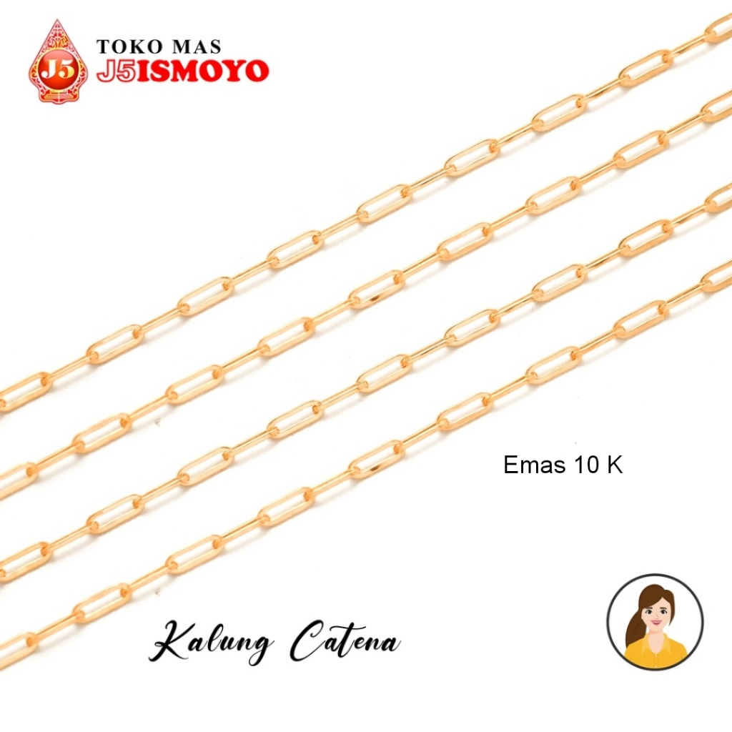 Kalung Emas 10 Karat Catena Polos Simple J5 Ismoyo