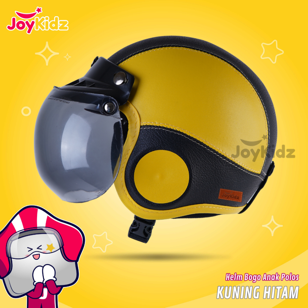 Helm Anak 2 -7 Tahun Lucu Unik Berkendara Aman Nyaman Motif Polos Kuning Hitam