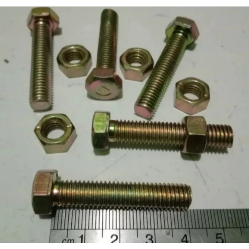 Baut 14 Baut M10 Kunci 14 MM Baut Mur Kuning M10 Baut Hex Mur 14 MM