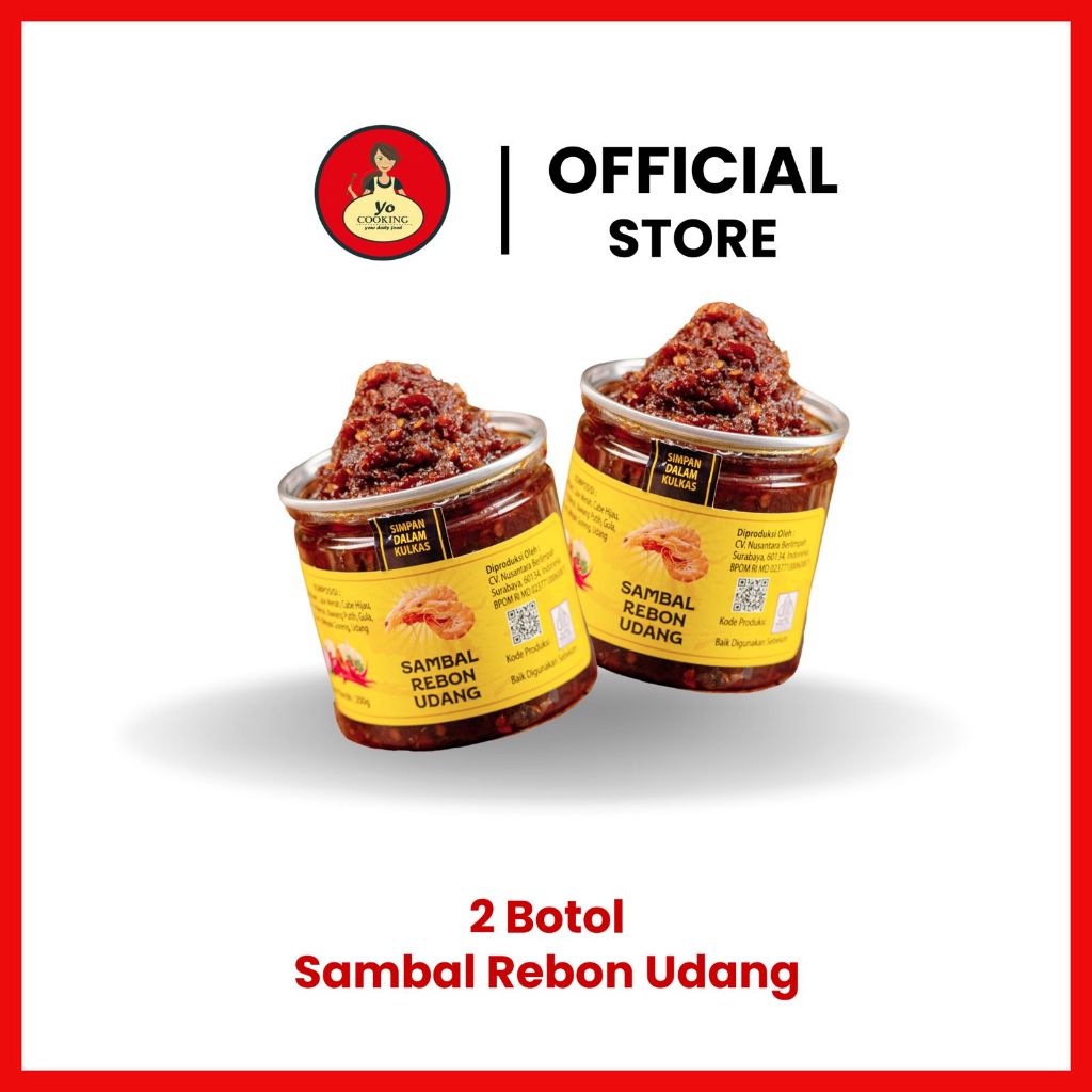 

YO COOKING BERAT 200 gram - Bundling 2 Sambal Udang Rebon -BPOM- Sambal Instan - Sambal Praktis - Mantap Medok enak nampol - bikin nagih - Rasa enak- Sambal viral