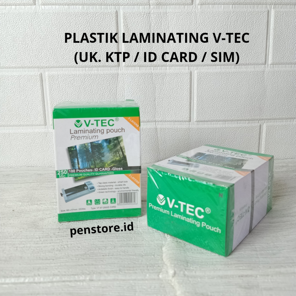 

(Pack = 100 pcs) V-Tec Plastik Laminating KTP Tebal 250 Micron untuk ID Card / SIM dll