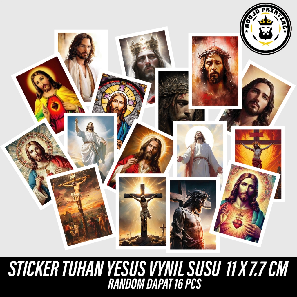 

STICKER TUHAN YESUS BAHAN VYNIL SUSU TAHAN AIR DAN BAHAN CROMO DAN BAHAN HOLOGRAM,
