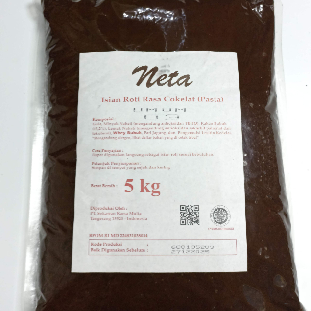 

COKLAT FILLING NETA 5KG - FILLING COKLAT - ISIAN ROTI - PASTA COKLAT - SELAI COKLAT