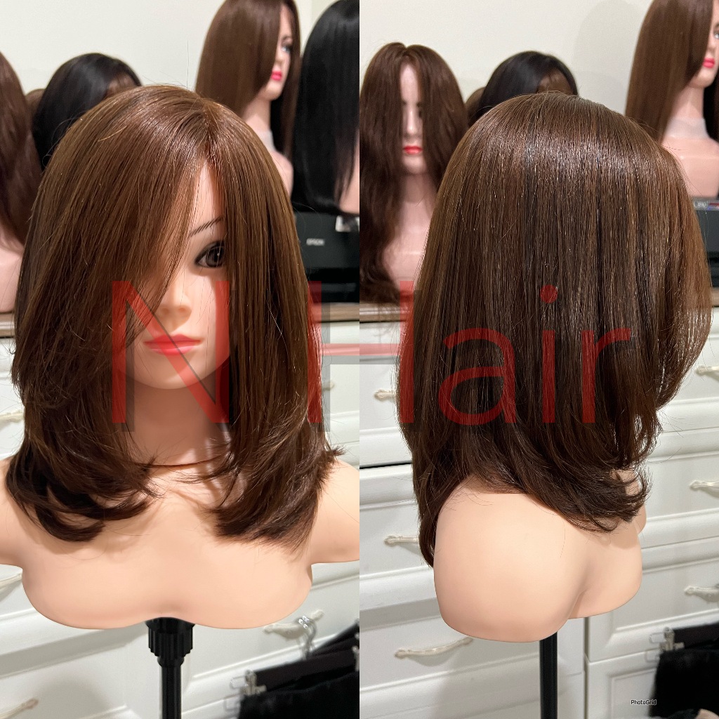 WIG PREMIUM Bob RAMBUT ASLI. 100% human hair layer pendek ready hitam dan coklat