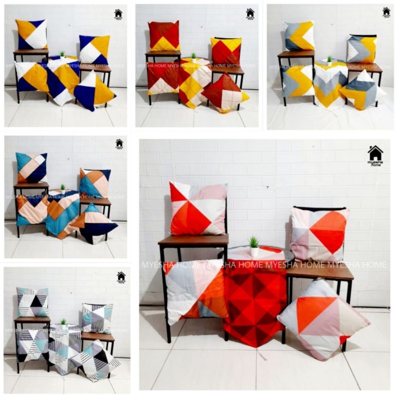 Satu Set Sarung Bantal sofa + Taplak Meja Tamu / Meja Makan Motif Minimalis
