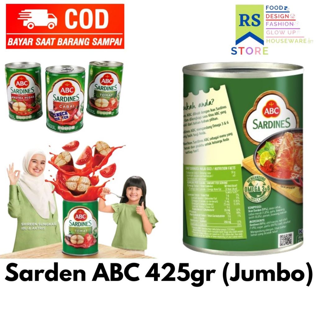 

abc sarden saus cabai 425g ukuran jumbo / abc sarden saus extra pedas 425 g / abc sardines sarden abc tomat/extra pedas/pedas / abc sarden saus extra pedas | cabai | tomat 425 gr / sardines abc kaleng / abc sarden extra hot makanan kaleng