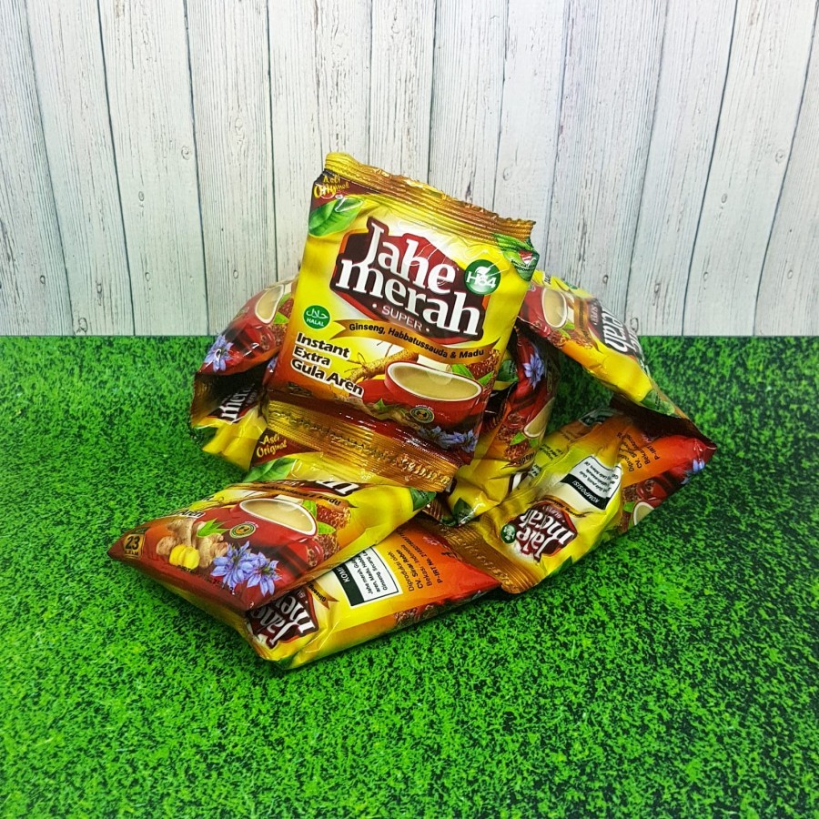 

JAHE MERAH BUBUK H64 dengan gula aren 1 box 20 renceng - jahe seduh lebih terasa