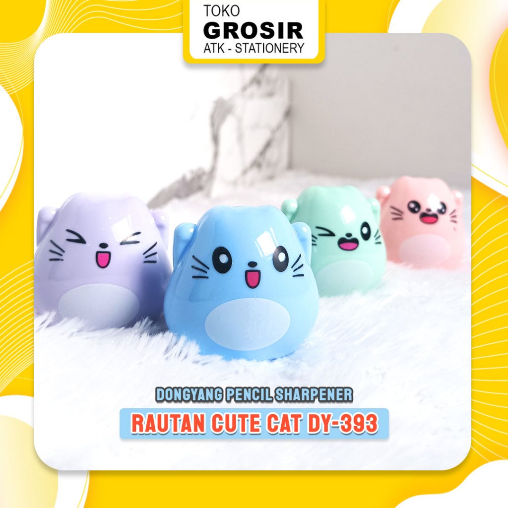 

Rautan Cute Cat DONGYANG / Pencil Sharpener DY-393 / Rautan Pensil Kucing Miaw Lucu Pastel Pink Blue Green Purple