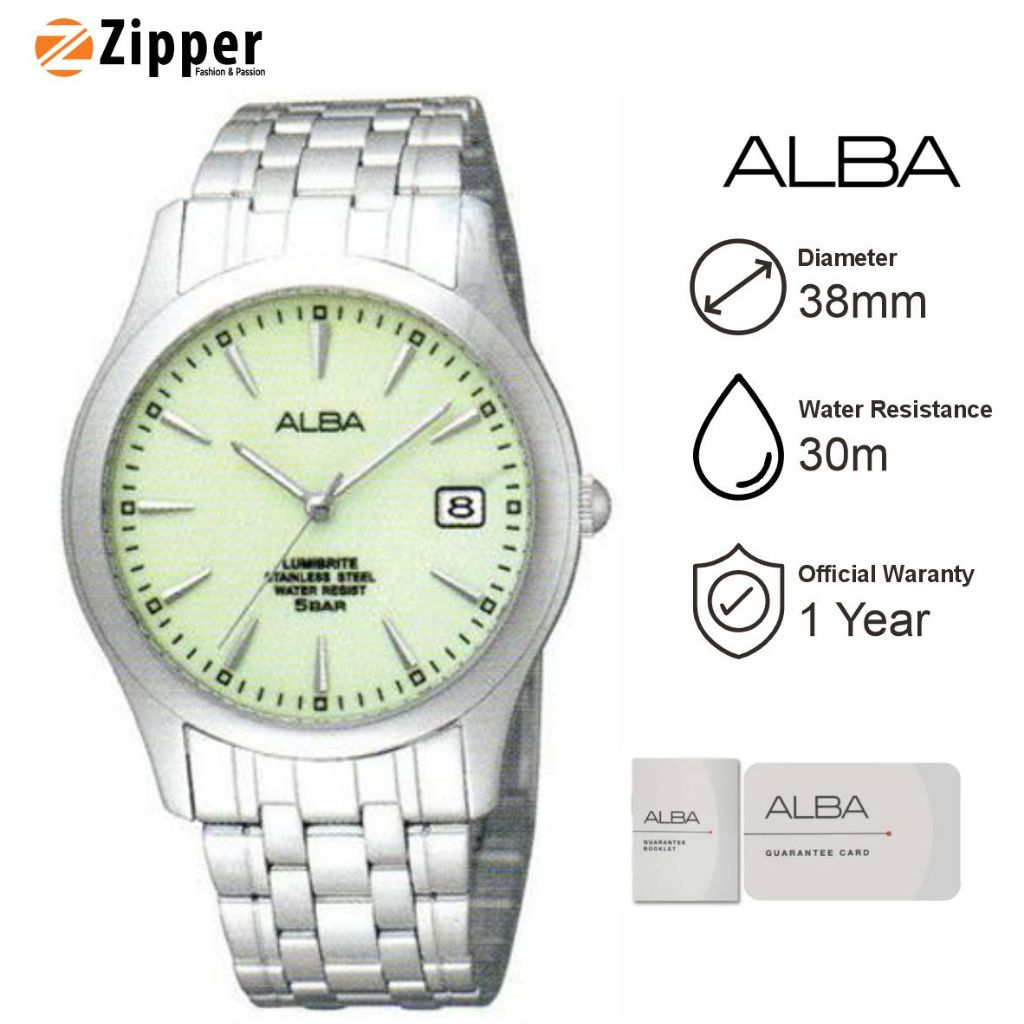 Jam Tangan Pria ALBA AXHK99 Strap Rantai Stainless Steel Original Garansi Resmi