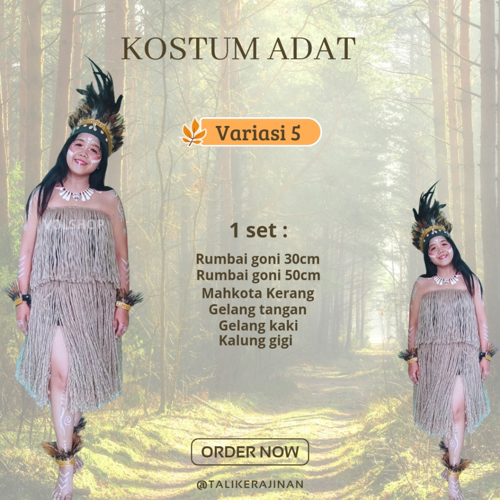 SET KOSTUM DEWASA WANITA KOMPLIT MAHKOTA RUMBAI ADAT PAPUA PAKAIAN TRADISIONAL INDONESIA MERDEKA