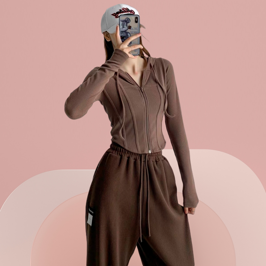 Jaket lengan panjang berkerudung wanita slim fit baru dan outwear korea tipis