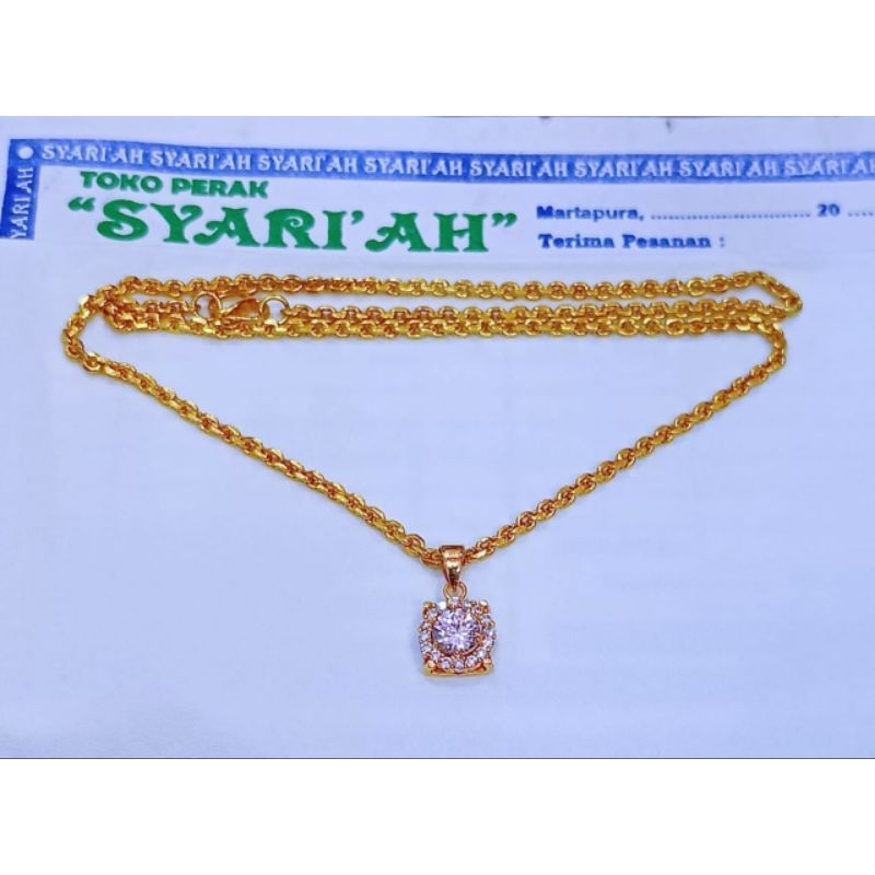 kalung + liontin mode kwl berlian lapis emas 999