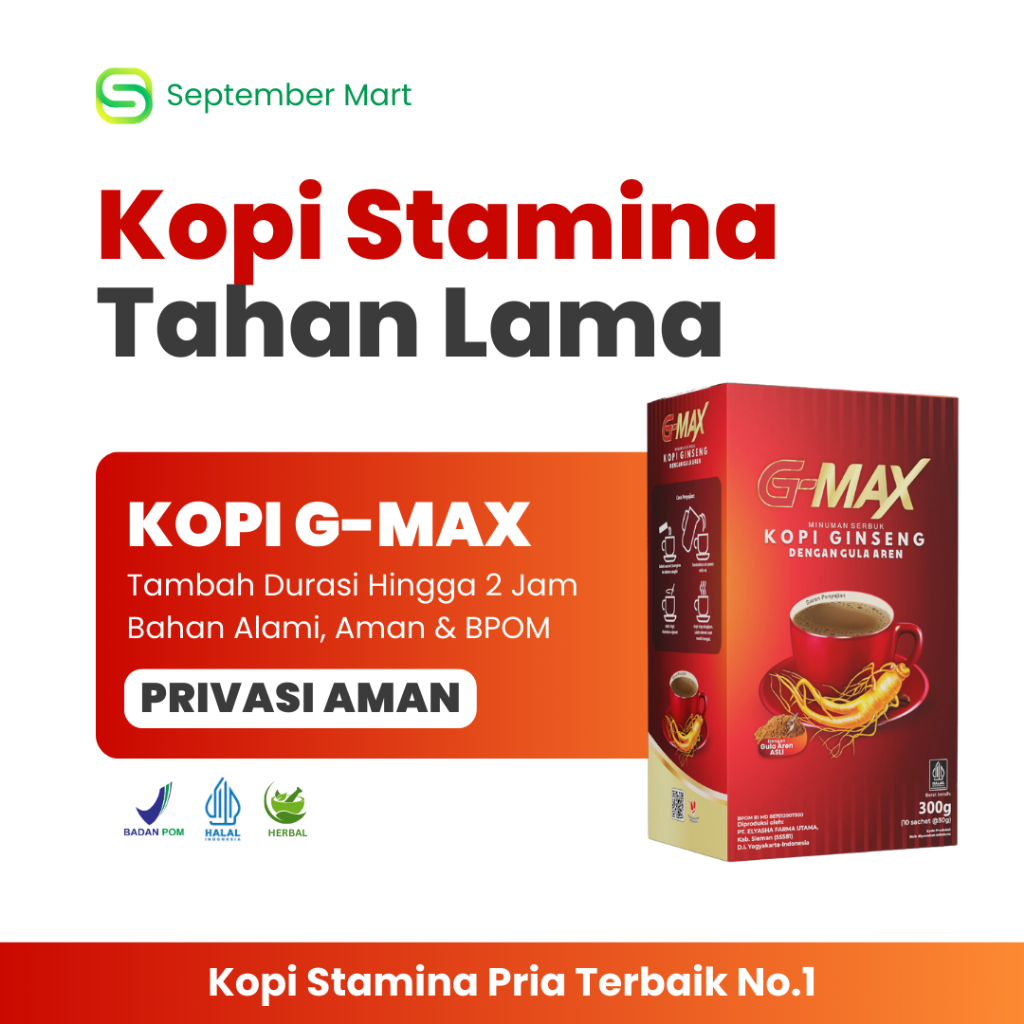 

G-MAX Kopi Ginseng Stamina Pria Dewasa Kuat Tahan Lama 1 Box isi 10 Sachet