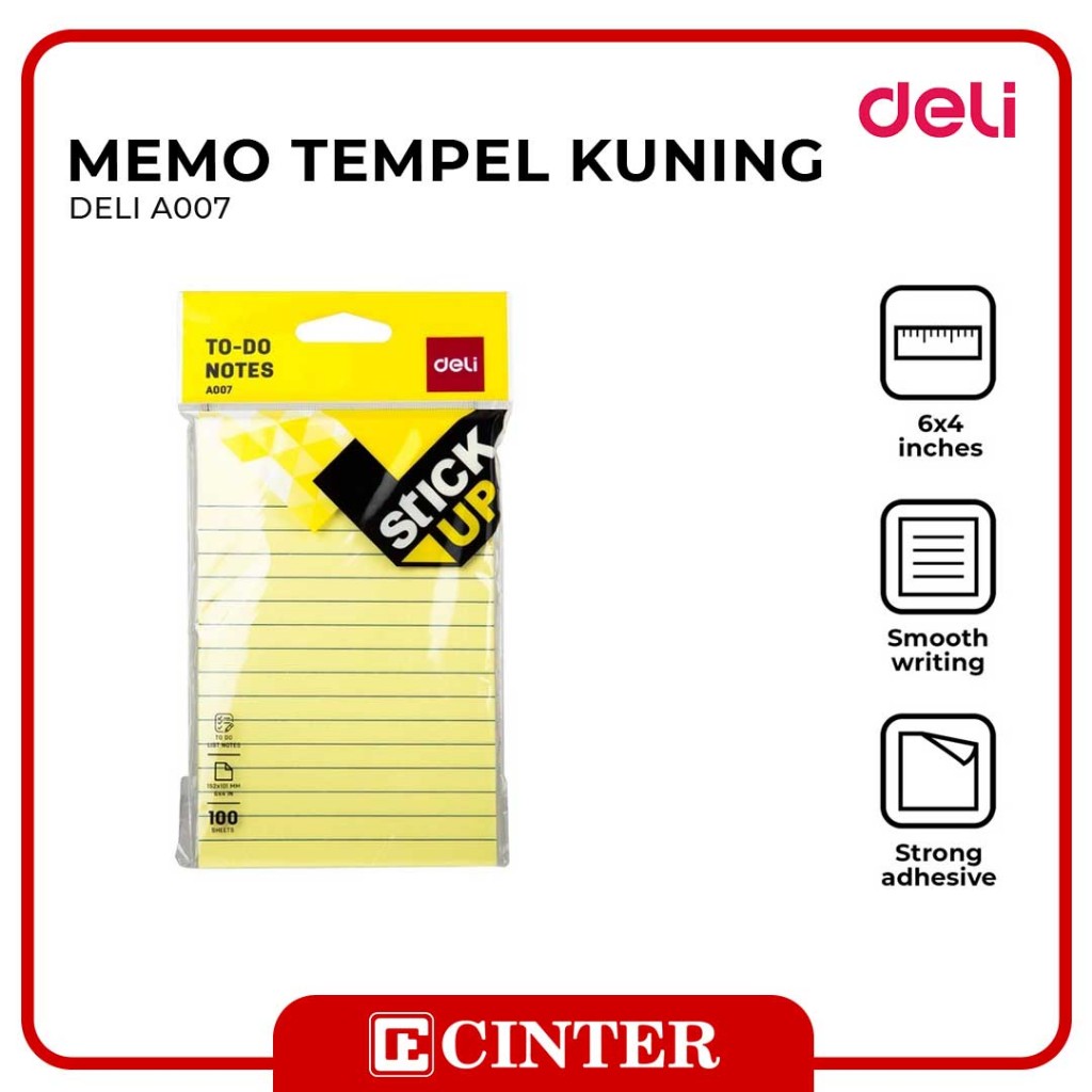 

DELI - MEMO / STICKY NOTE / KERTAS TEMPEL 100 LEMBAR KUNING A000752