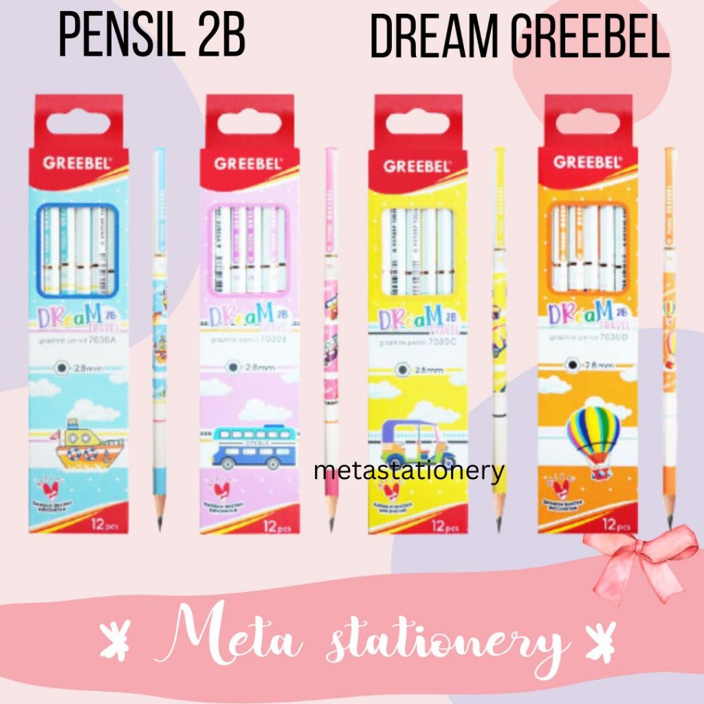 

Pencil Graphite / Pensil 2B Greebel Motif Dream Edition 7030 12pc ( Motif Random )