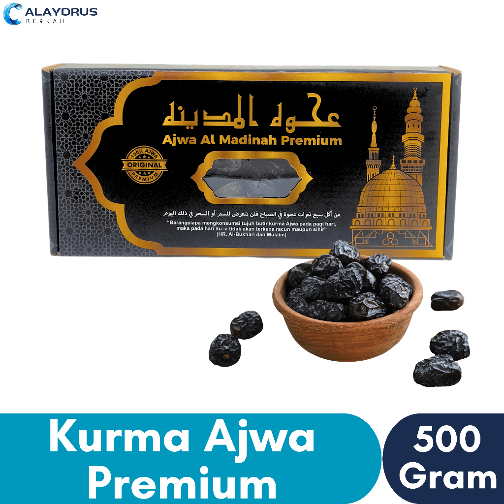 

Kurma Ajwa 500 Gram Asli 100% Original | Korma Nabi Super Jumbo Premium Grade A Madinah Saudi Arabia