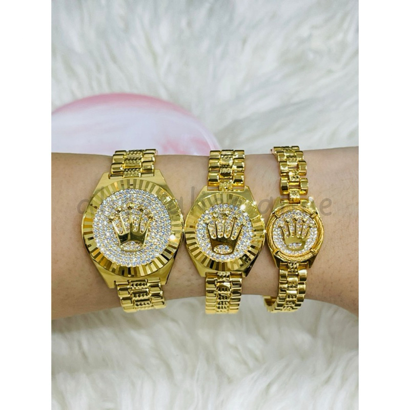 gelang jam tangan wanita motif mahkota permata elegant emas asli kadar 875