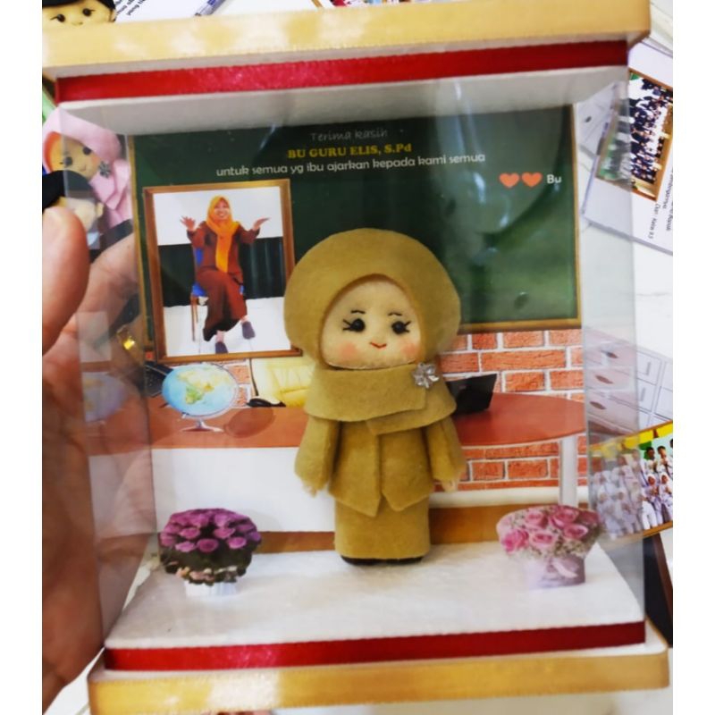 Boneka Flanel Profesi Guru dll Kemas Kotak Mika