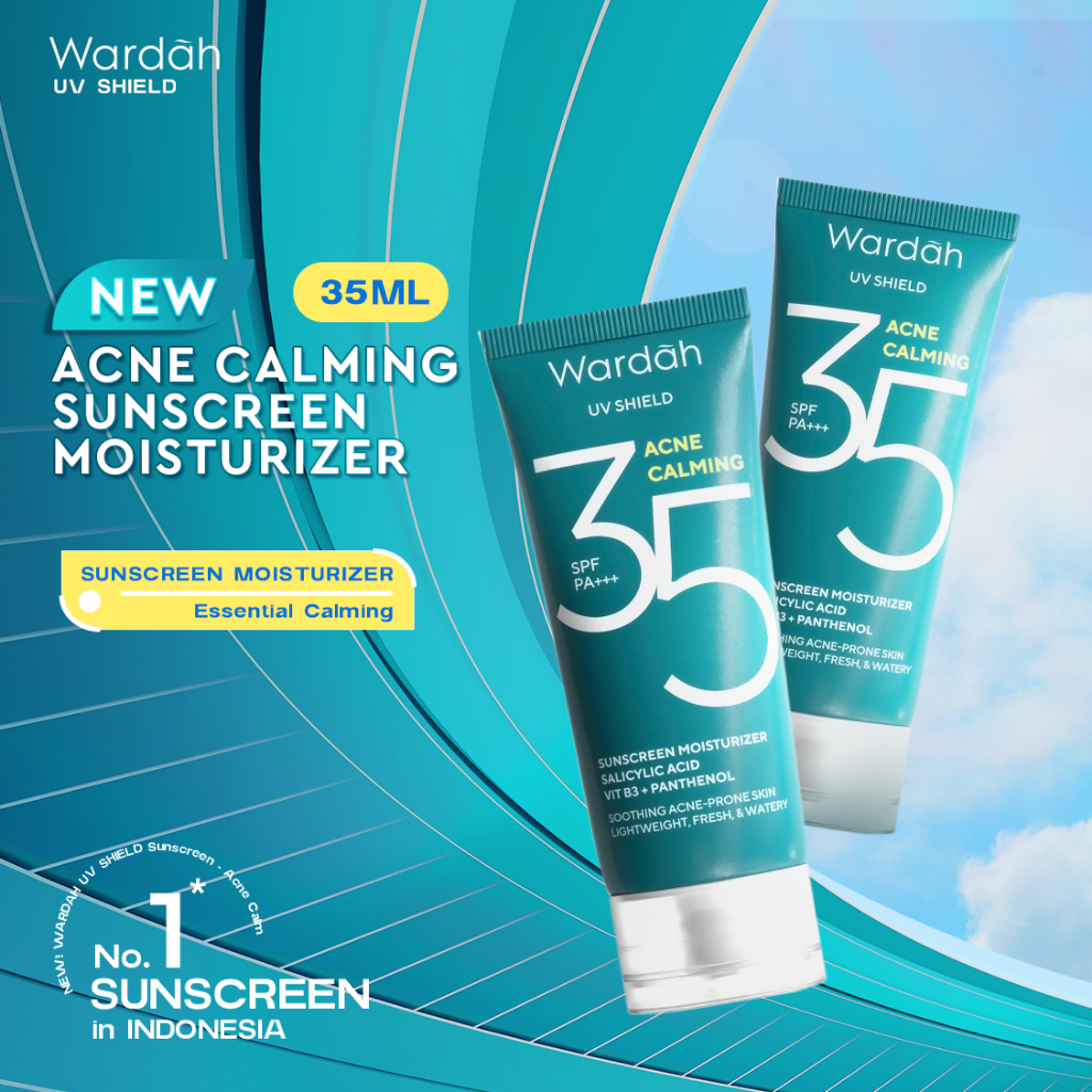 Wardah UV Shield Acne Calming Sunscreen Moisturizer SPF 35 PA+++ untuk komedo, jerawat dan bekas jer