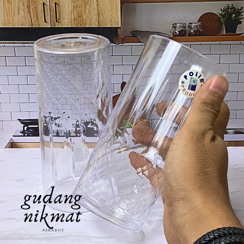 1 Lusin gelas Jus Mika Bening 400ml / GL 121 Anti Pecah / Gelas Minum plastik Murah / Gelas Cafe ben