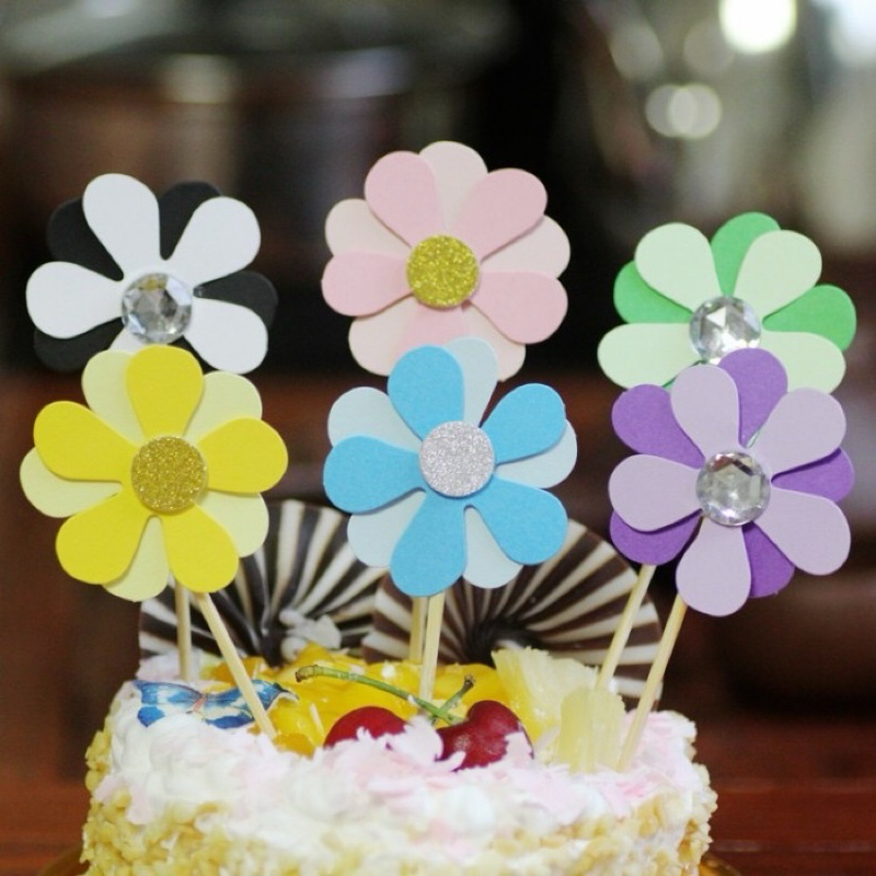 Cake Topper Sunflower Hiasan Dekorasi Kue Bunga Kertas / hiasan kue bunga daisy
