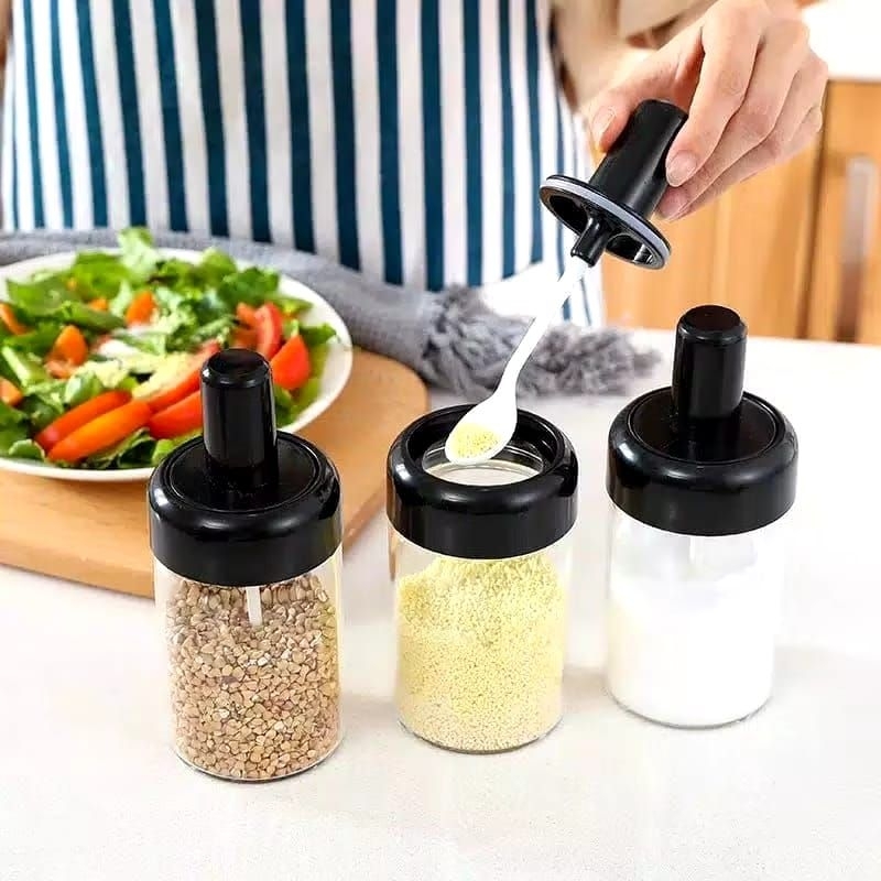 Botol Bumbu Kaca toples bumbu dapur serbaguna wadah penyimpanan kopi gula garam micin lada merica ke