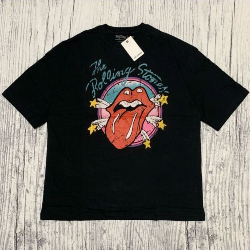 BAJU KAOS OVERSIZE ROLLING STONES BLACK UNISEX PREMIUM