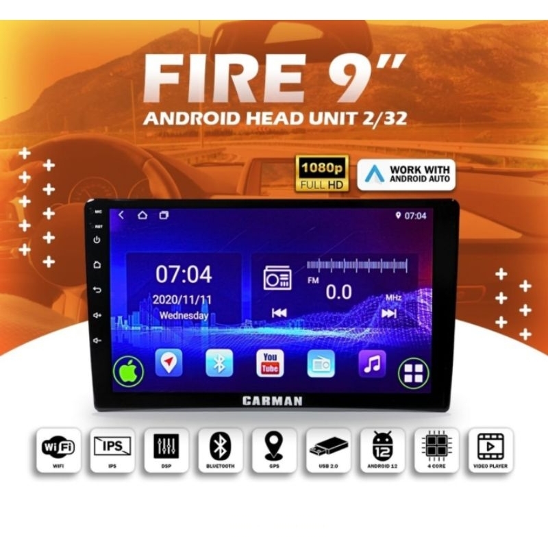 Android Mobil 9inch Carman Fire Ram 2/32GB
