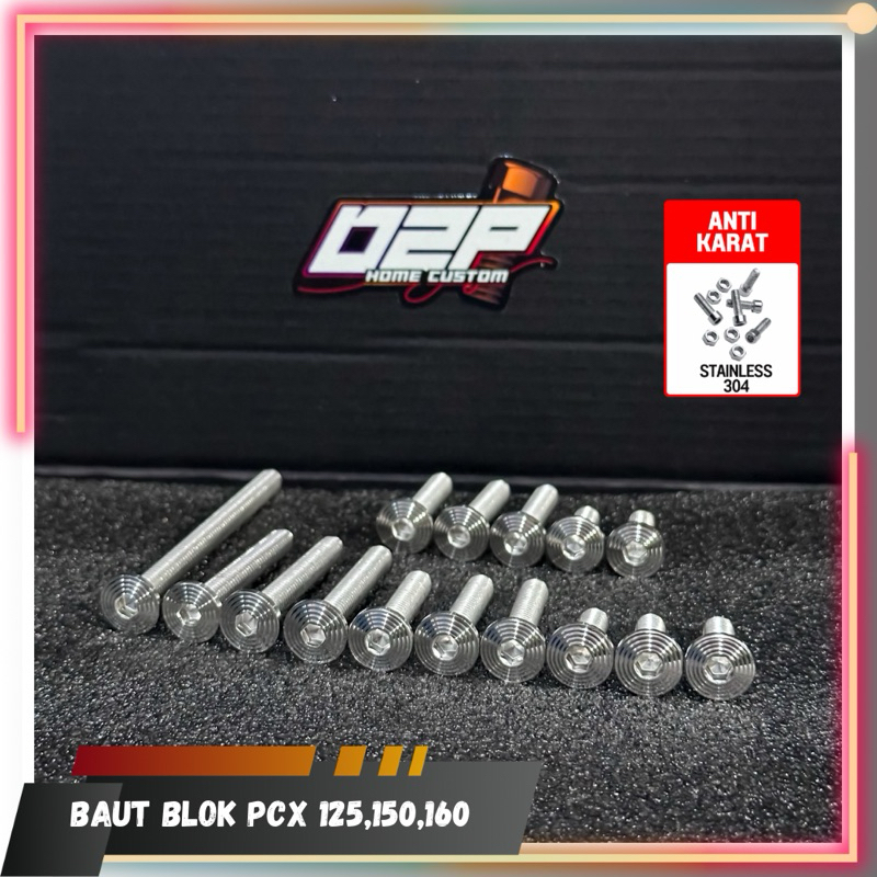 Baut blok cvt pcx baut cover blok cvt PCX 125,150,160  L stainless custom handmade model slim/datar,