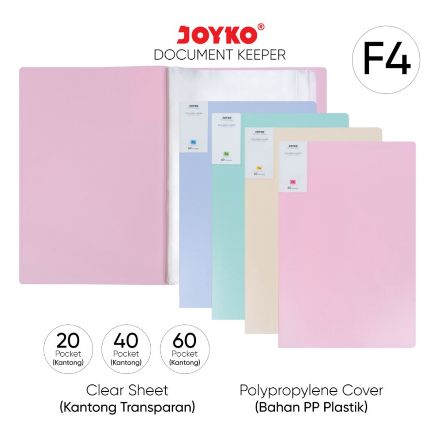 

CLEAR HOLDER JOYKO F4 PASTEL / Document Keeper Map File Dokumen Folder Joyko F4 Folio Pastel
