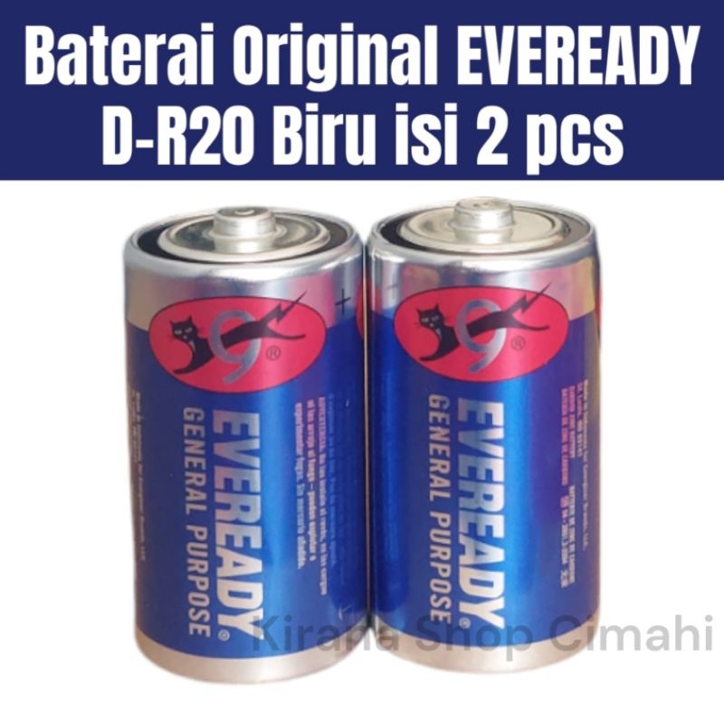 BATERAI EVEREADY BIRU ORIGINAL D -R20 JUMBO isi 2 Pcs