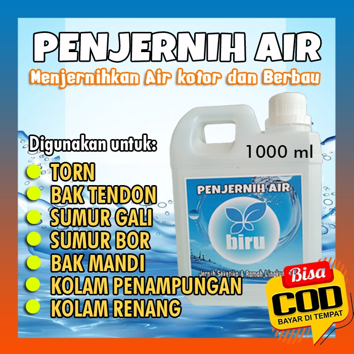 CTY BIRU Penjernih Air 1 liter. Menjernihkan Air kotor, Kuning, Berbau.Untuk Torn, Sumur Gali, sumur